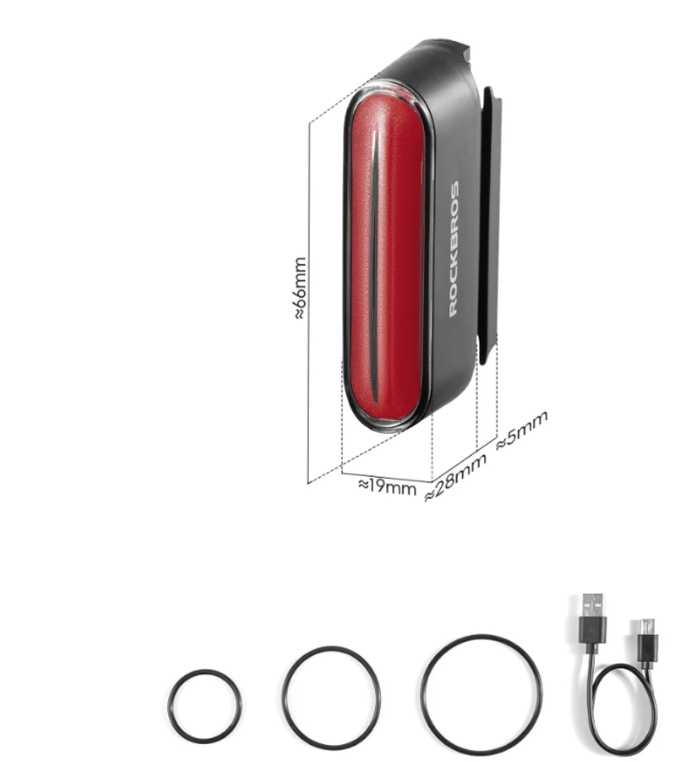 ROCKBROS Magnetic Bike Taillight IPX6 Waterproof 7 kinds Mode Smart Sensor Night Safety Warning Light Cycling Accessories