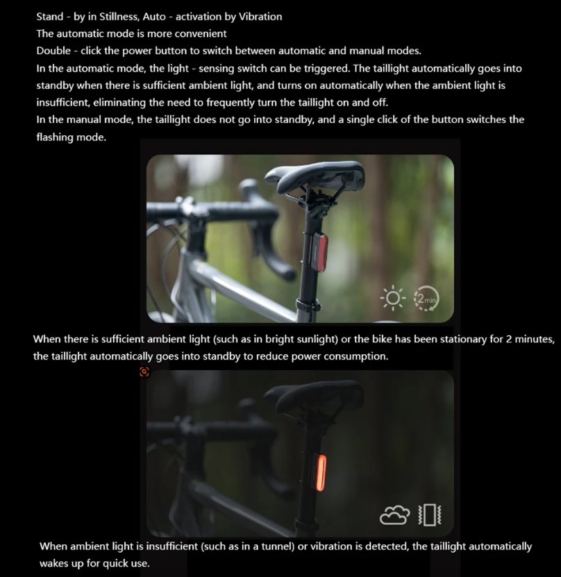 ROCKBROS Magnetic Bike Taillight IPX6 Waterproof 7 kinds Mode Smart Sensor Night Safety Warning Light Cycling Accessories