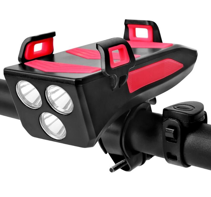 Enhance Cycling with Multifunctional 4 in 1 Bike Light 800 Lumens Flashlight Bike Horn Phone Holder Power Bank