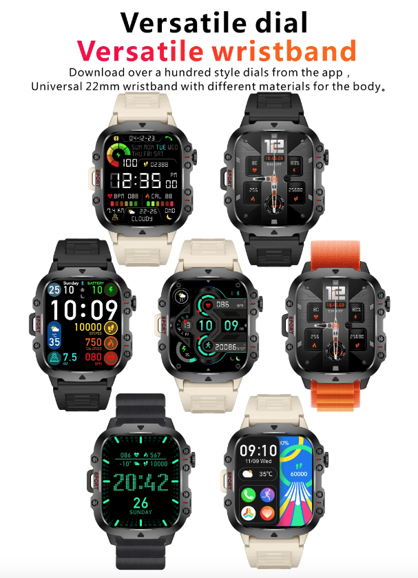 QX11 Smart Watch Men IP68 5ATM Outdoor Sports Fitness Tracker Health Monitor 1.96" BT Call Smartwatch