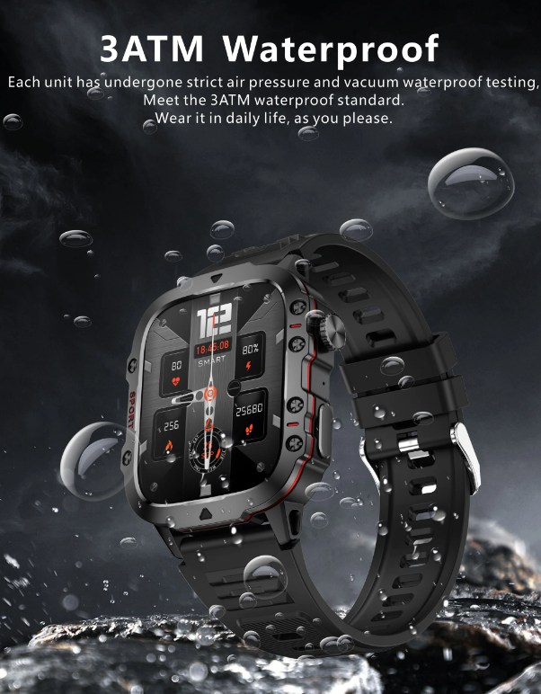 QX11 Smart Watch Men IP68 5ATM Outdoor Sports Fitness Tracker Health Monitor 1.96" BT Call Smartwatch