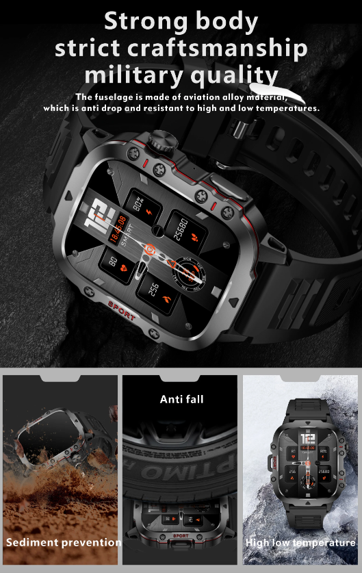 QX11 Smart Watch Men IP68 5ATM Outdoor Sports Fitness Tracker Health Monitor 1.96" BT Call Smartwatch