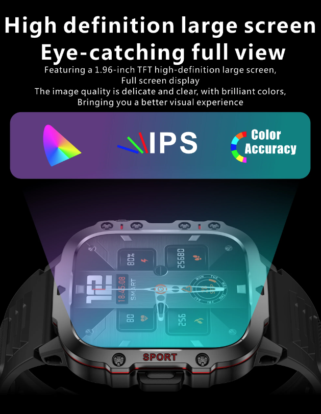 QX11 Smart Watch Men IP68 5ATM Outdoor Sports Fitness Tracker Health Monitor 1.96" BT Call Smartwatch