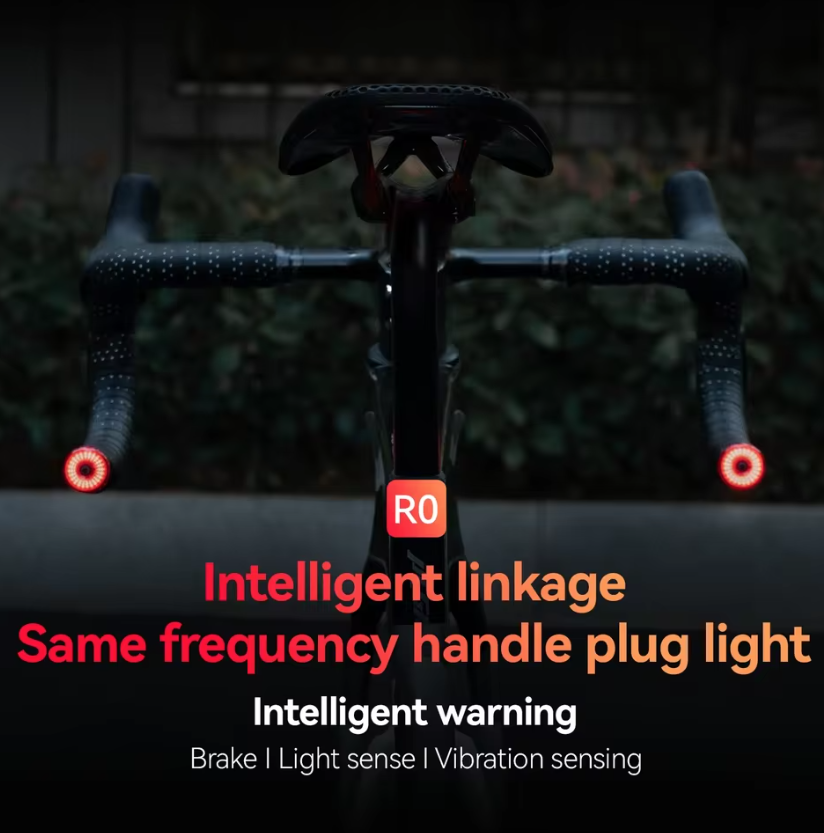 ROCKBROS R0 Handlebar End Plug Bike light Type-C MTB Road Cycling Taillight