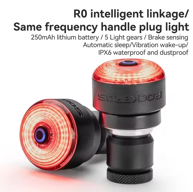 ROCKBROS R0 Handlebar End Plug Bike light Type-C MTB Road Cycling Taillight