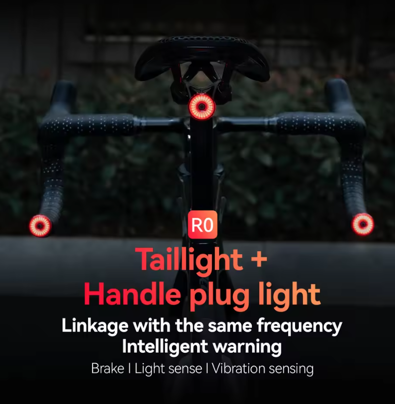 ROCKBROS R0 Handlebar End Plug Bike light Type-C MTB Road Cycling Taillight