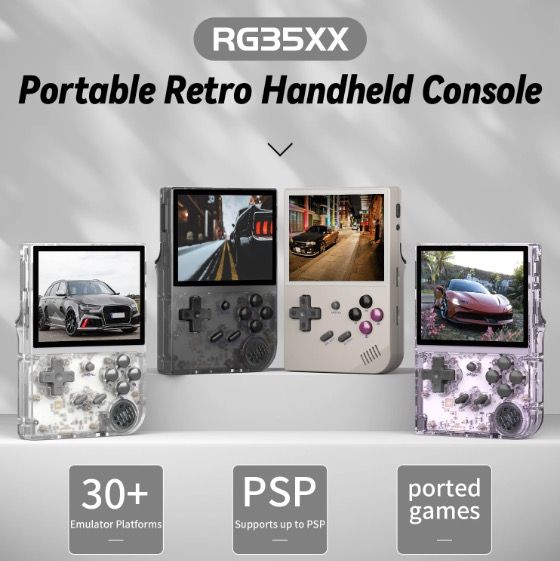 ANBERNIC RG35XX Retro Handheld Game Console Vibrant IPS Screen PSP Support for Nostalgic Gameplay in Gray