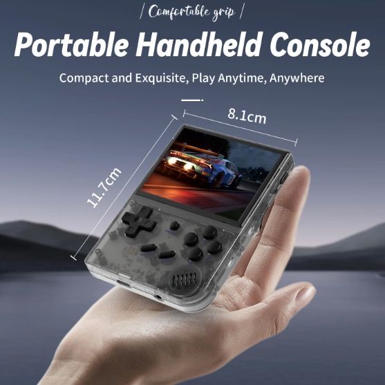 ANBERNIC RG35XX Retro Handheld Game Console Vibrant IPS Screen PSP Support for Nostalgic Gameplay in Gray