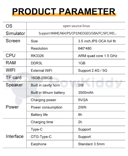 POWKIDDY RGB20S Handheld Game Console Retro Gaming with RK3326 3.5 Inch Screen and Game Emulators N64 PS1