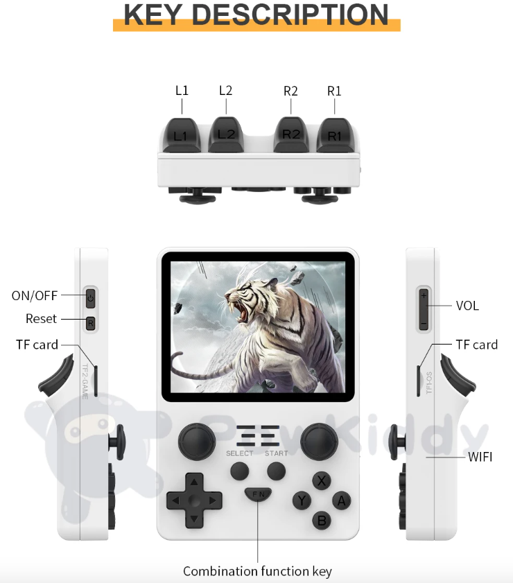 POWKIDDY RGB20S Handheld Game Console Retro Gaming with RK3326 3.5 Inch Screen and Game Emulators N64 PS1