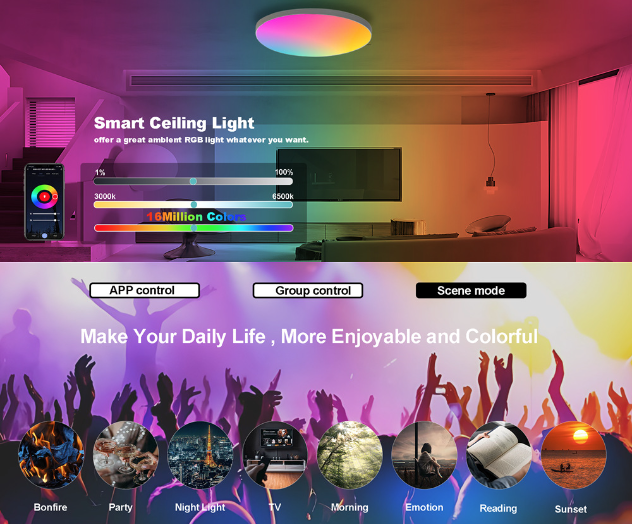 Tuya Zigbee Smart Ceiling Light 24W RGBCW Dynamic Lighting for Home Alexa Compatible Energy Efficient