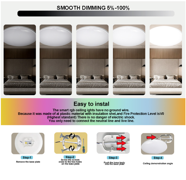 Tuya Zigbee Smart Ceiling Light 24W RGBCW Dynamic Lighting for Home Alexa Compatible Energy Efficient