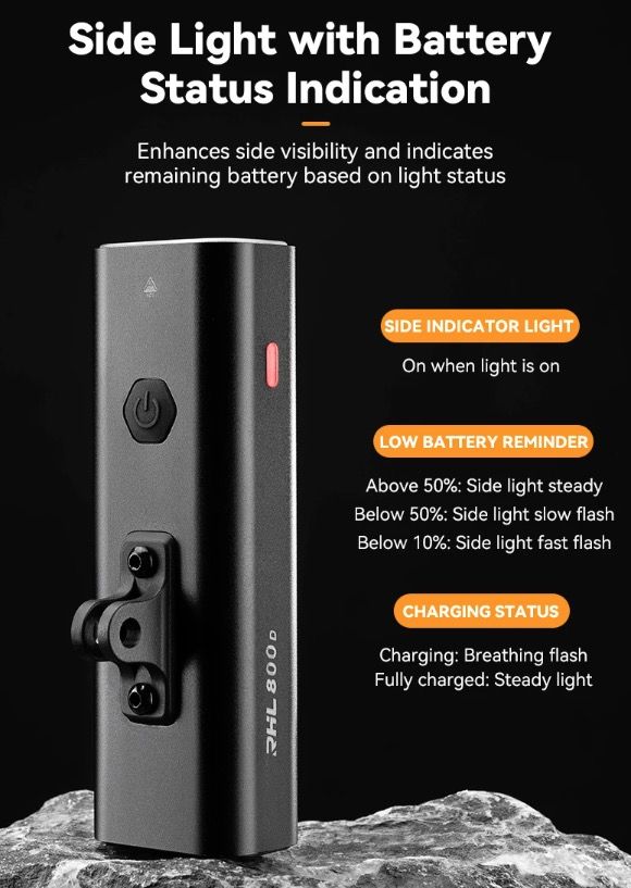 ROCKBROS RHL-1000LUMEN Bike Front Light Rainproof LED Cycling Headlight Type-C Rechargeable for Night Riding