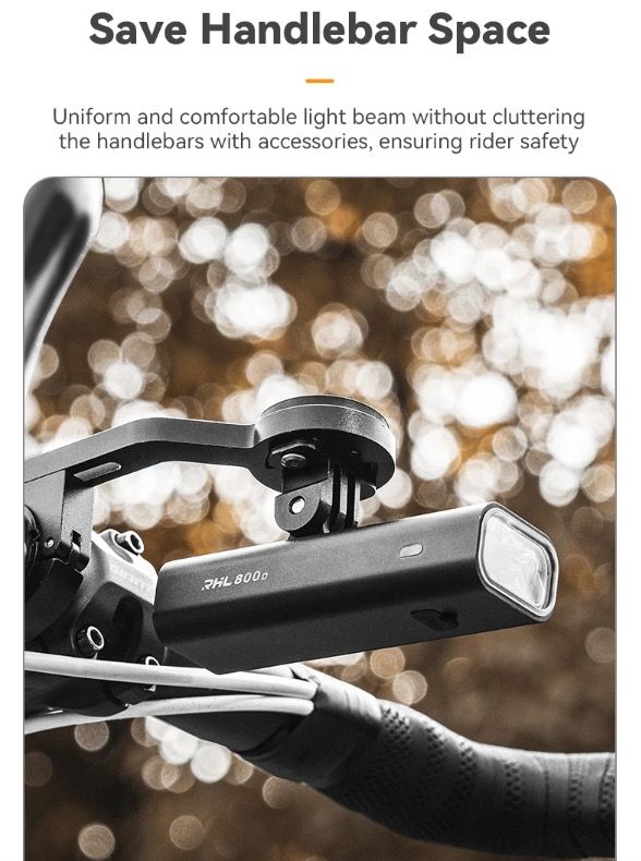 ROCKBROS RHL-1000LUMEN Bike Front Light Rainproof LED Cycling Headlight Type-C Rechargeable for Night Riding