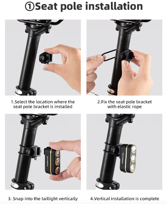 ROCKBROS Smart Bicycle Rear Light IP64 Waterproof Warning taillights Type-C Charging Brake Sensing Tail Light Night Cycling Light Bike Accessories