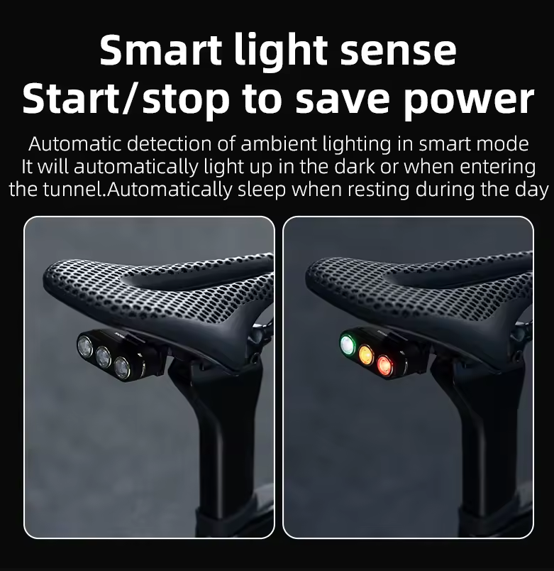 ROCKBROS Smart Bicycle Rear Light IP64 Waterproof Warning taillights Type-C Charging Brake Sensing Tail Light Night Cycling Light Bike Accessories