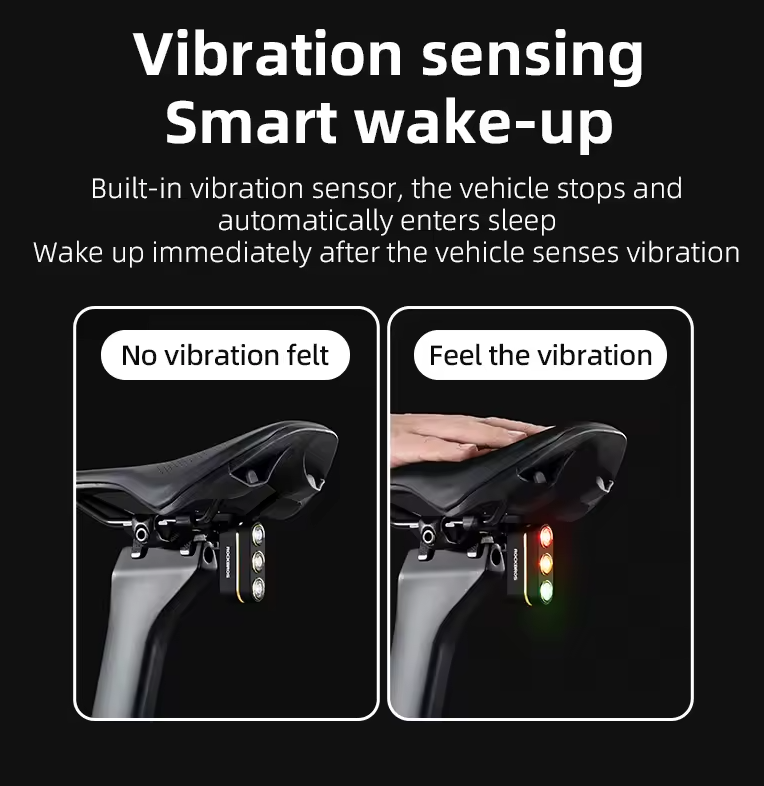 ROCKBROS Smart Bicycle Rear Light IP64 Waterproof Warning taillights Type-C Charging Brake Sensing Tail Light Night Cycling Light Bike Accessories