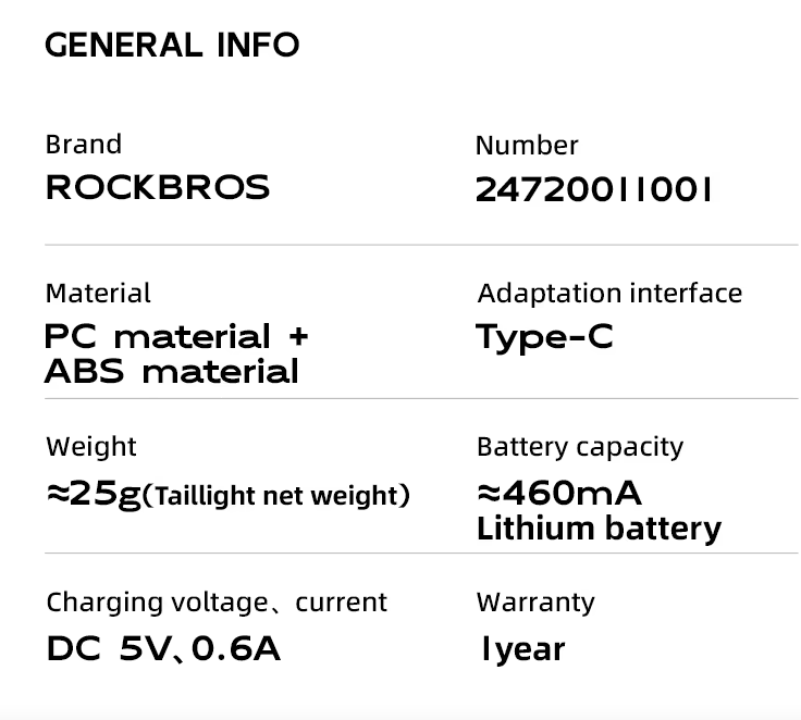 ROCKBROS Smart Bicycle Rear Light IP64 Waterproof Warning taillights Type-C Charging Brake Sensing Tail Light Night Cycling Light Bike Accessories