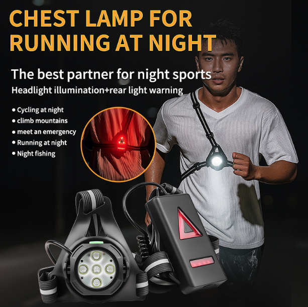 Outdoor Night Running Lights LED Chest Light Back Warning Light 90° Adjustable Beam Angle Waterproof Ultra Bright SafetyLamp 