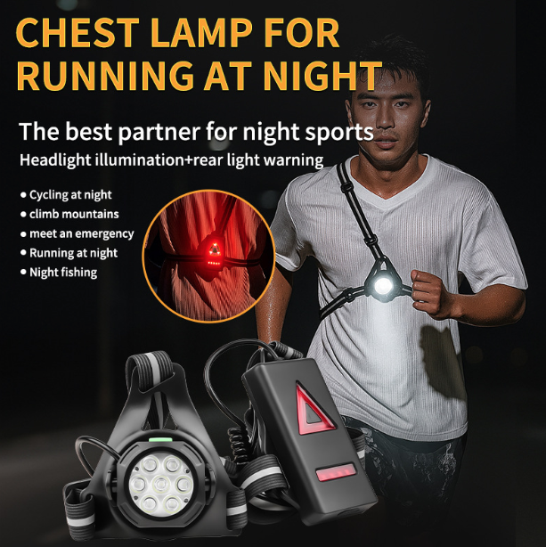 Outdoor Night Running Lights LED Chest Light Back Warning Light 90° Adjustable Beam Angle Waterproof Ultra Bright SafetyLamp 