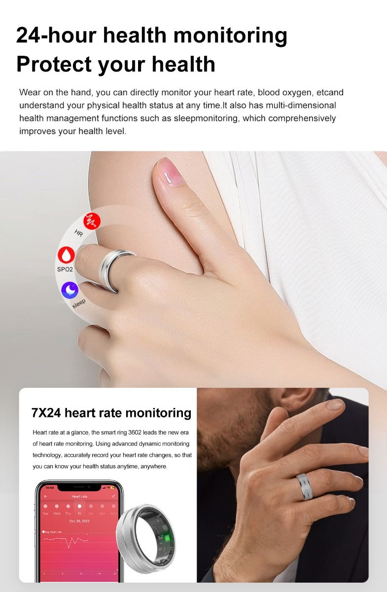 Multi-functional Smart Ring Wearable Technology with Heart Rate and Sleep Quality Tracking Stylish Accessory
