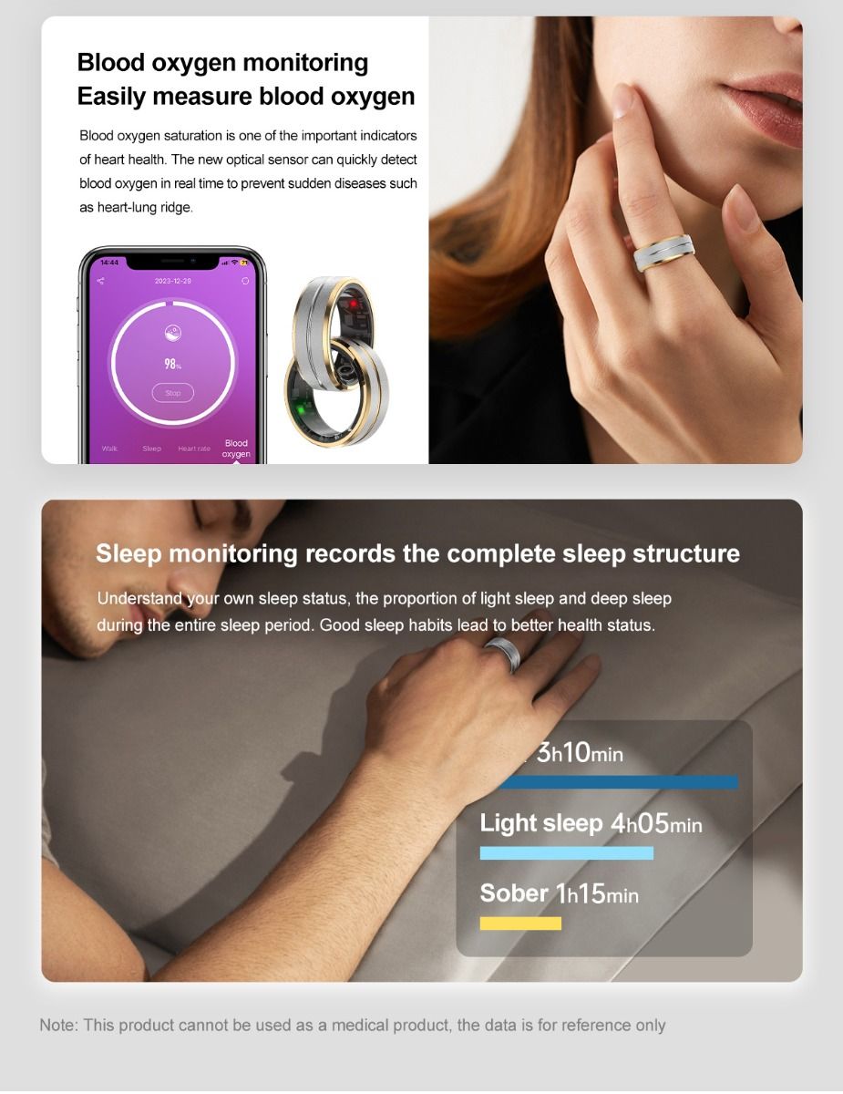 Multi-functional Smart Ring Wearable Technology with Heart Rate and Sleep Quality Tracking Stylish Accessory
