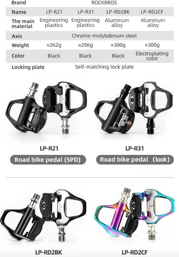 ROCKBROS SPD-SL Road Bike Pedals Ultralight Aluminium Self-locking Cycling Pedals for Enhanced Stability