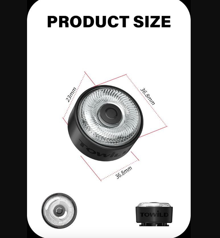 TOWILD TL03Pro LED Bicycle Rear Light Smart Brake Sensor Seven-Color Flash Durable Bike Accessory