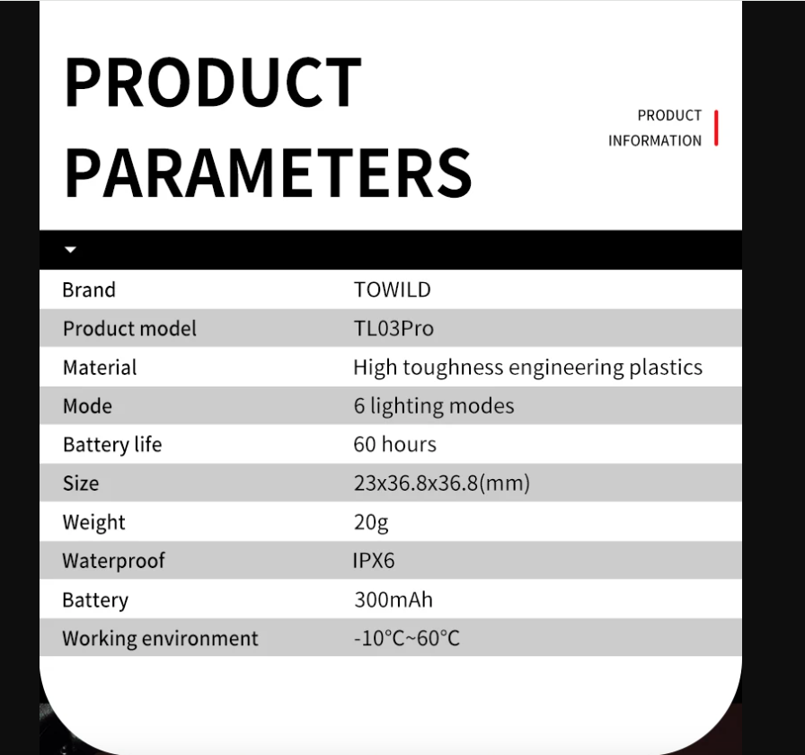 TOWILD TL03Pro LED Bicycle Rear Light Smart Brake Sensor Seven-Color Flash Durable Bike Accessory