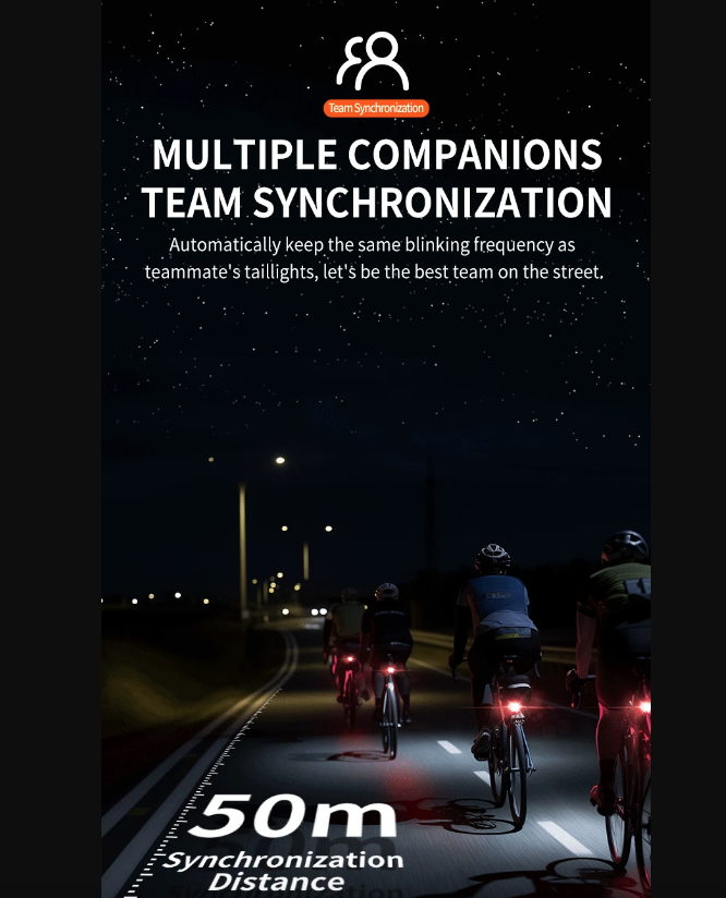 TOWILD TL03Pro LED Bicycle Rear Light Smart Brake Sensor Seven-Color Flash Durable Bike Accessory