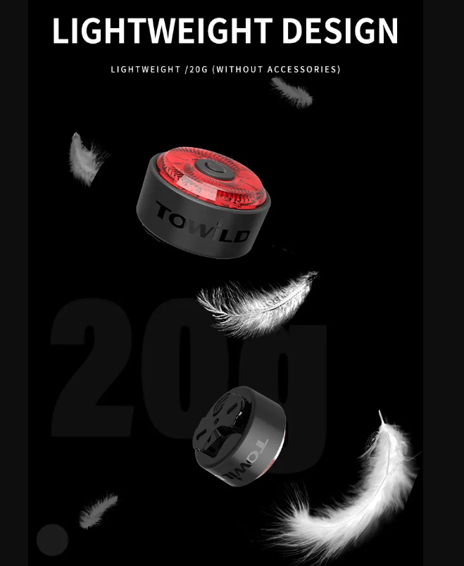 TOWILD TL03 Bicycle Smart Auto Brake Sensing Light LED Taillight Bike Accessories with Five Flash Modes