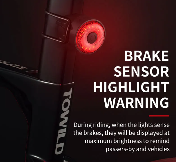 TOWILD TL03 Bicycle Smart Auto Brake Sensing Light LED Taillight Bike Accessories with Five Flash Modes