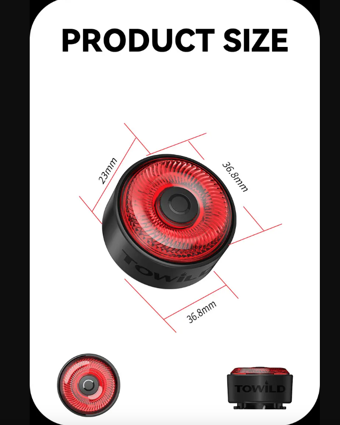 TOWILD TL03 Bicycle Smart Auto Brake Sensing Light LED Taillight Bike Accessories with Five Flash Modes