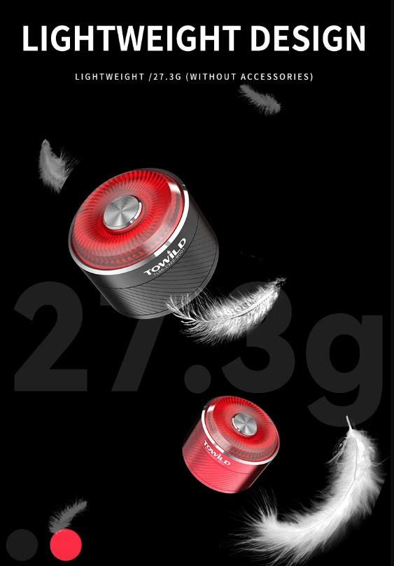TOWILD TL05 Rear Light Smart Auto Brake Sensing IPX6 Waterproof Bicycle Safety Light with 100 Hour Battery
