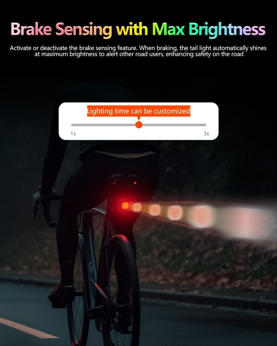 TOWILD TL08 Bike Tail Light, Customized Patterns Full-Color Bike Rear Light, Brake Sensing, USB-C Rechargeable Bicycle Taillights