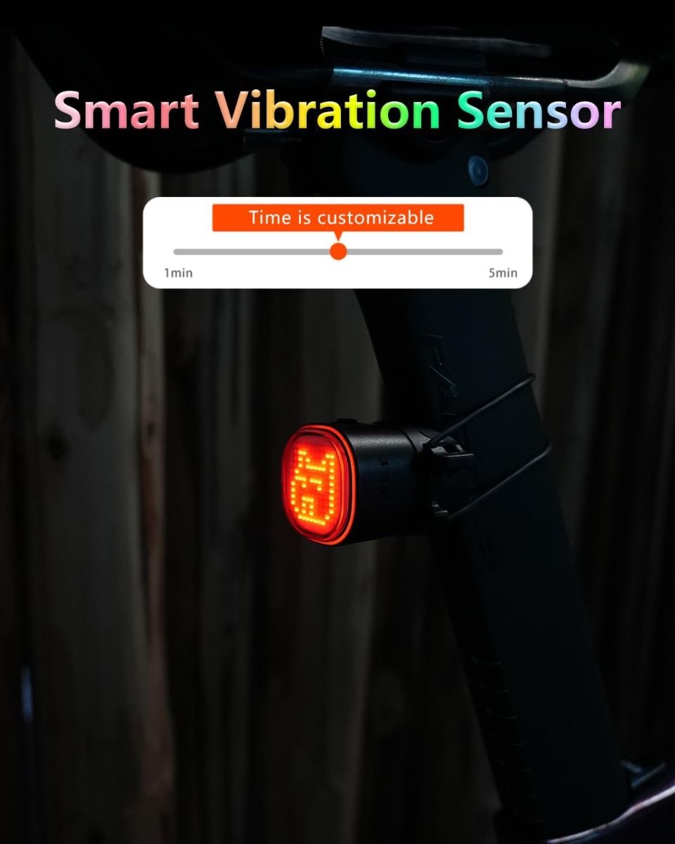 TOWILD TL08 Bike Tail Light, Customized Patterns Full-Color Bike Rear Light, Brake Sensing, USB-C Rechargeable Bicycle Taillights