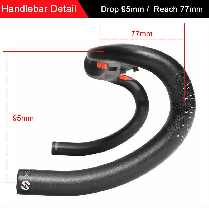 TOSEEK Full Carbon Handlebar 31.8mm Lightweight Aerodynamic Road Handlebar with Customizable Lengths