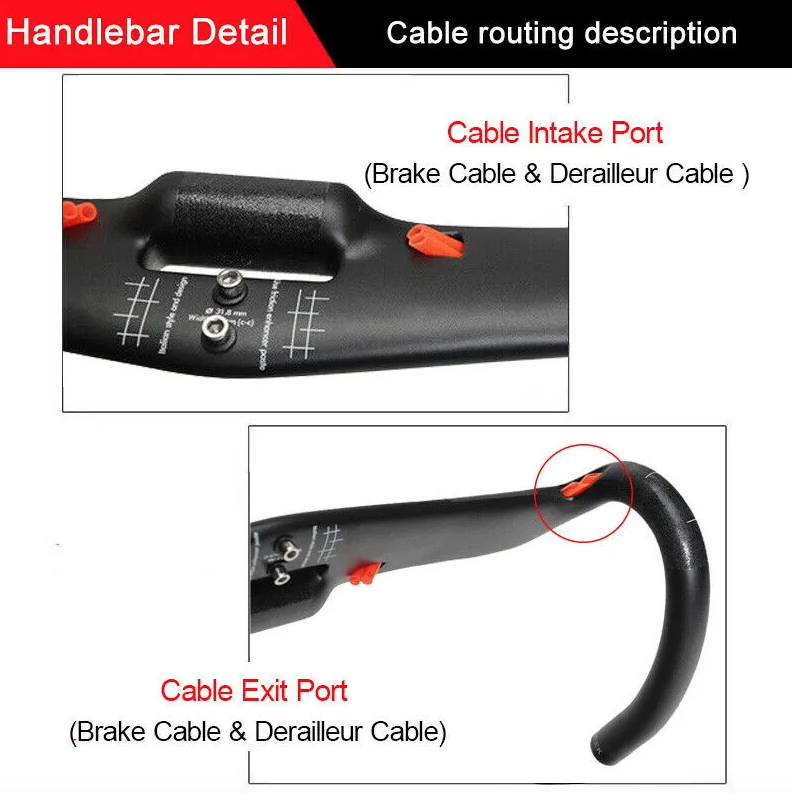TOSEEK Full Carbon Handlebar 31.8mm Lightweight Aerodynamic Road Handlebar with Customizable Lengths