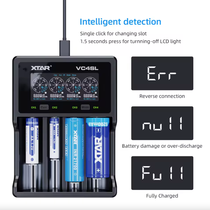 XTAR VC4SL 18650 21700 Battery Charger USB C Fast Charge Eco-Friendly Versatile Charger for Tech Accessories