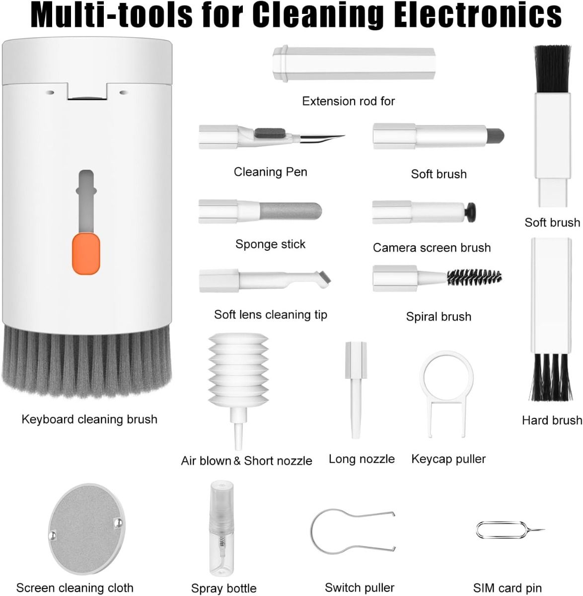 20 in 1 Multifunctional Cleaner Kit for Electronic Devices, Keyboard Cleaning Brush, Headphones Cleaner Kit for AirPods, Multi-Tool for Cleaning Laptop, Earbuds, Camera, Cellphones