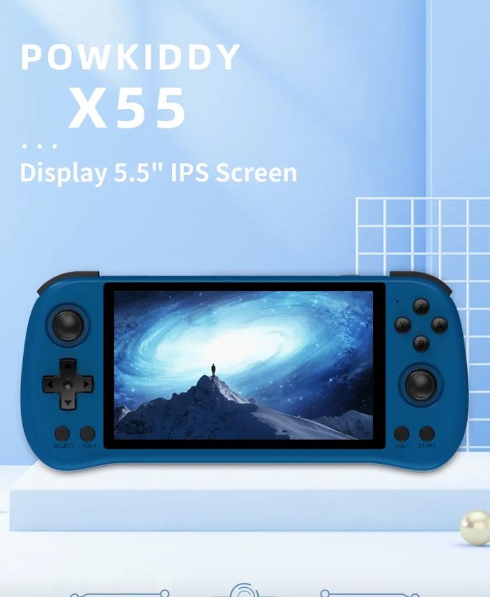 POWKIDDY X55 Handheld Game Console Retro Gaming 5.5 Inch Screen IPS Display RK3566 Processor Gaming on the Go