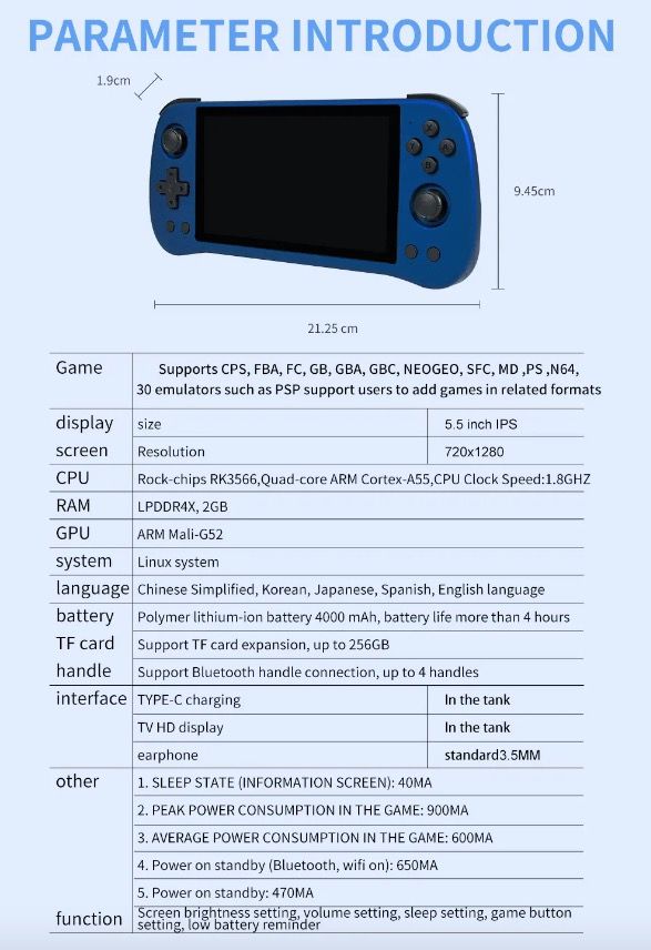 POWKIDDY X55 Handheld Game Console Retro Gaming 5.5 Inch Screen IPS Display RK3566 Processor Gaming on the Go