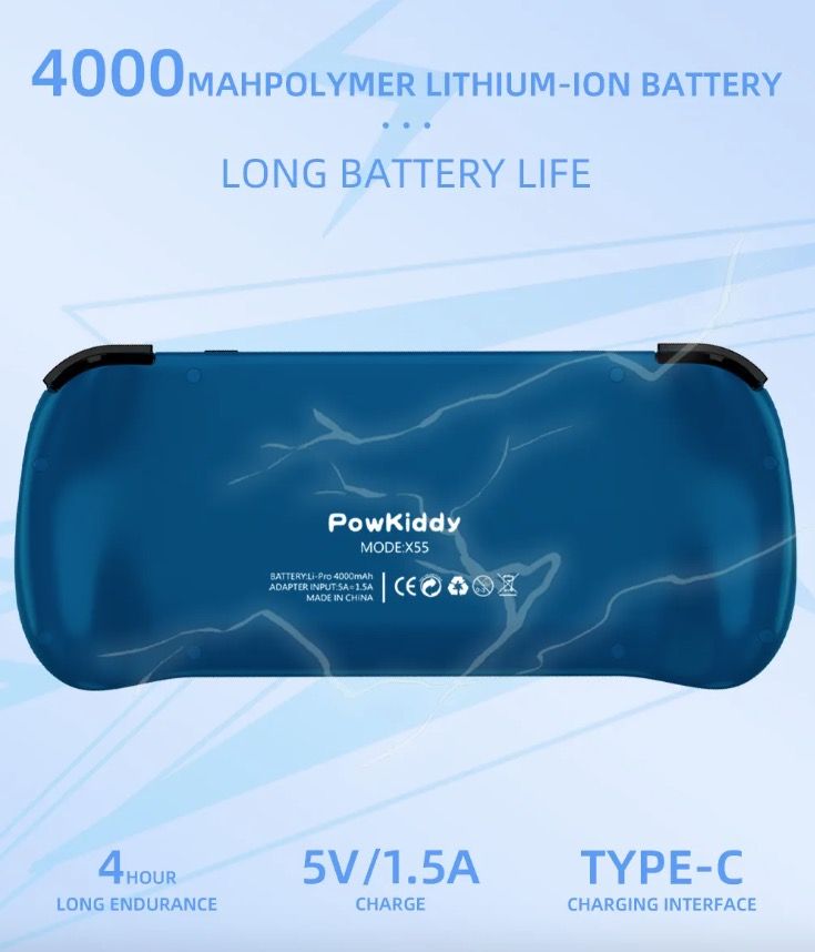 POWKIDDY X55 Handheld Game Console Retro Gaming 5.5 Inch Screen IPS Display RK3566 Processor Gaming on the Go