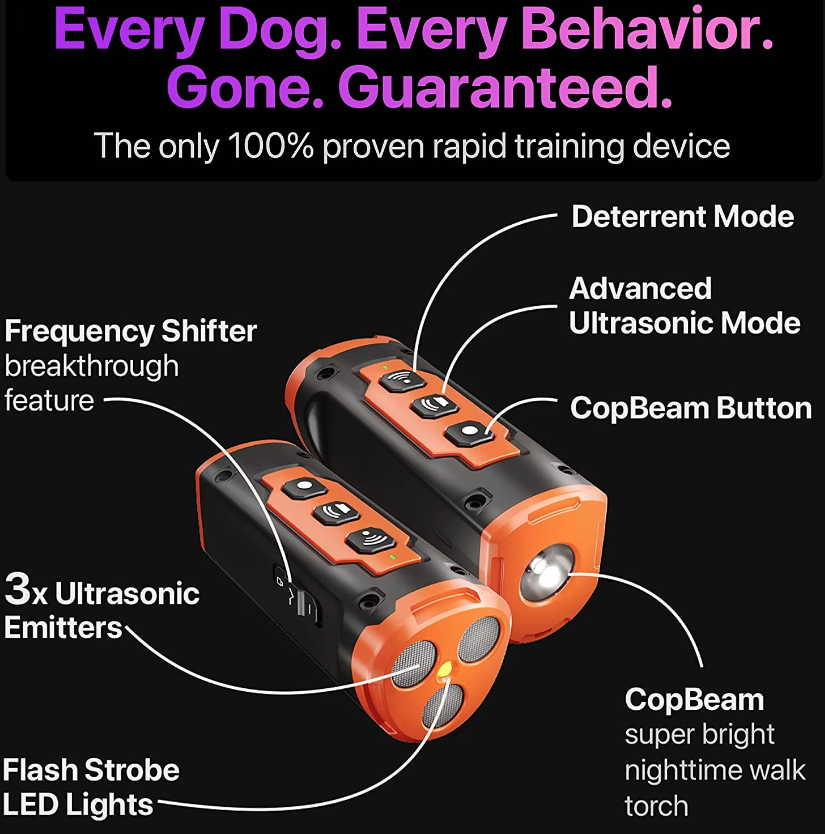 Pet Dog Repeller Ultrasonic Dog Training Device Rechargeable Barking Control Tool with Humane Technology