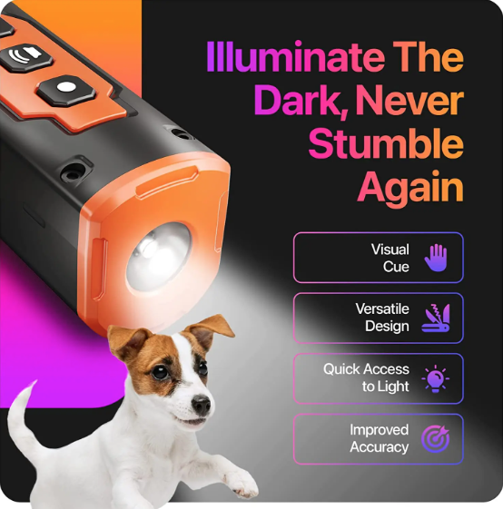Rechargeable Pet Dog Repeller with Ultrasonic Technology Effective Dog Bark Control and LED Flashlight