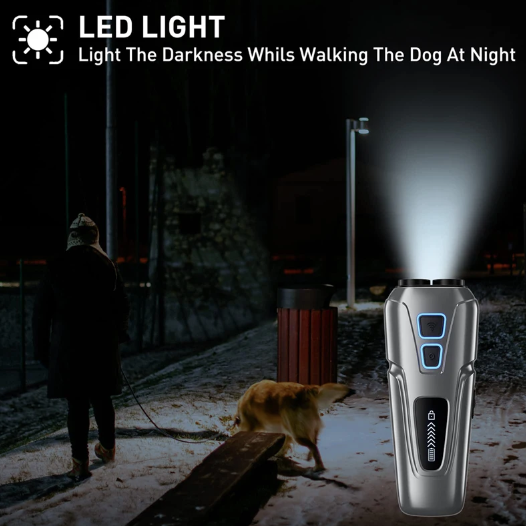 Ultrasonic Dog Repeller with LED Flashlight Portable Anti Barking Solution Humane Dog Training Device