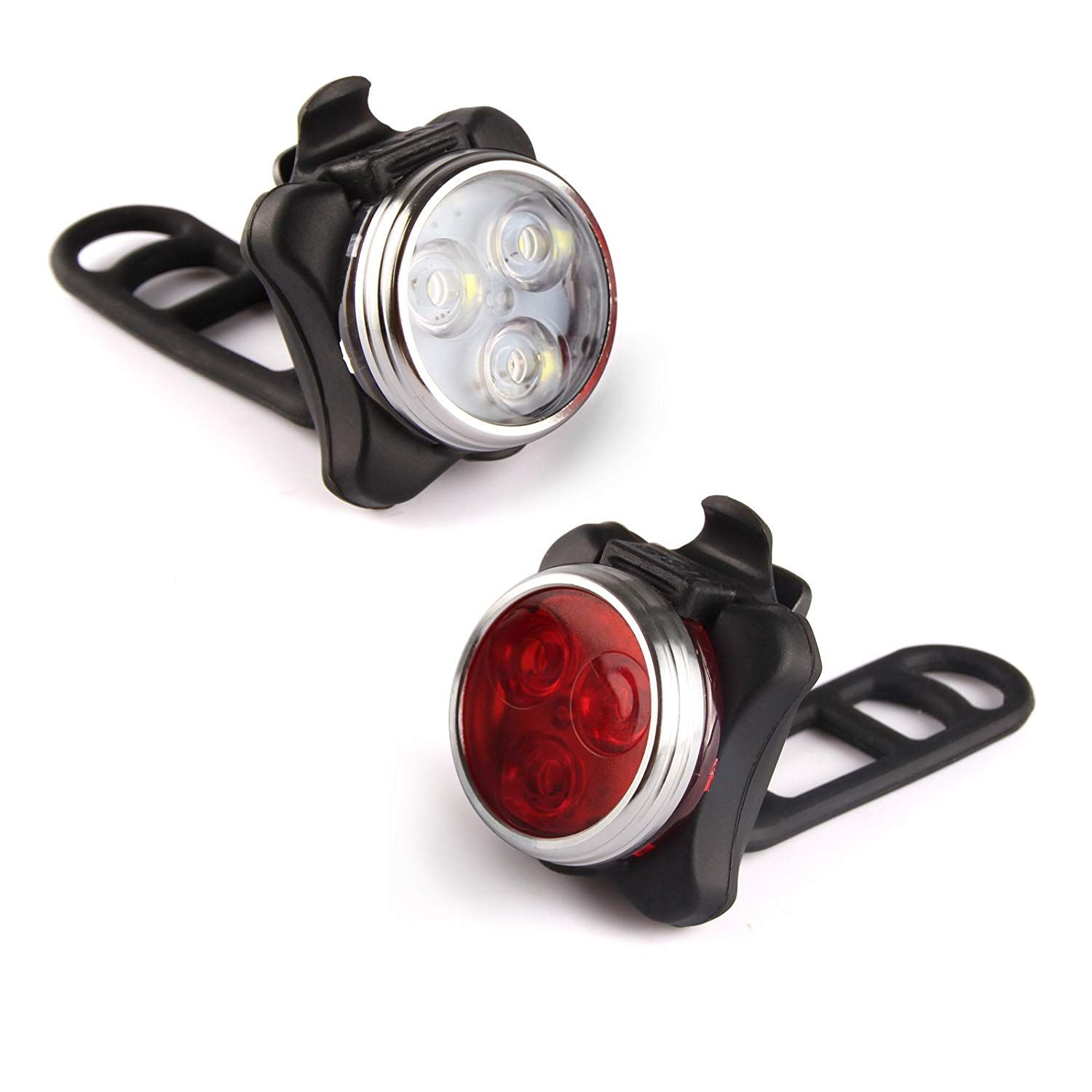 USB Rechargeable Bike Light HJ-030 3 LED 4 Modes Waterproof Front Light Cycling Safety Perfect for Night Rides