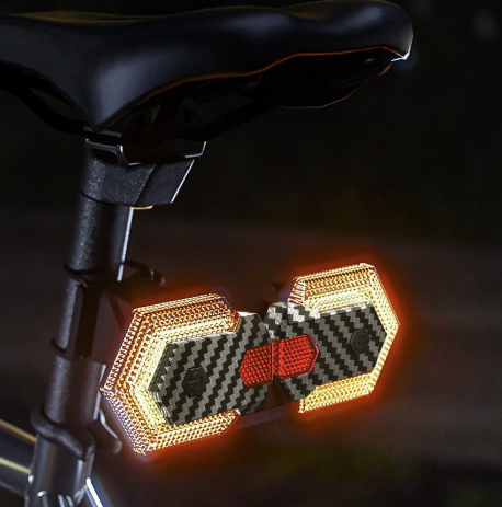 CarryBright carbon fiber 4 Pcs Bike Tail Light with Turn Signals, USB Rechargeable Bike Turn Signals Front and Rear Bright LED Safety Warning, Wireless Remote Control Waterproof Bicycle Turn Signals Light for Ebike