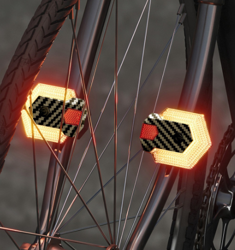 CarryBright carbon fiber 4 Pcs Bike Tail Light with Turn Signals, USB Rechargeable Bike Turn Signals Front and Rear Bright LED Safety Warning, Wireless Remote Control Waterproof Bicycle Turn Signals Light for Ebike