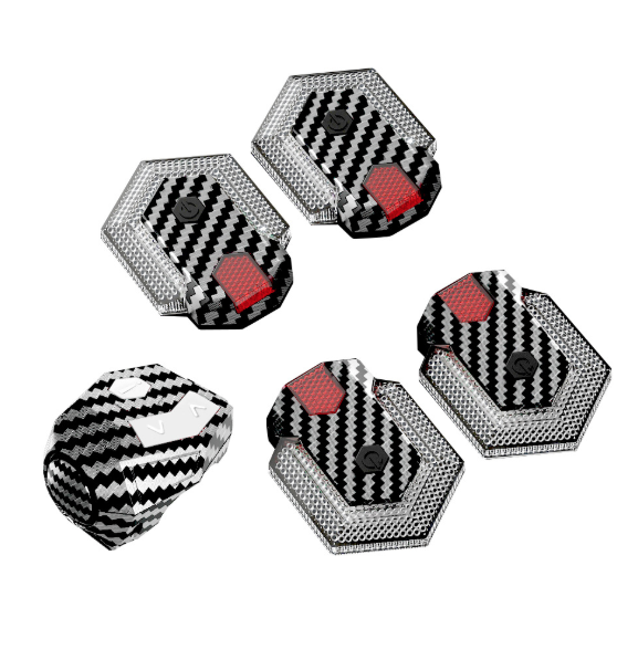 CarryBright carbon fiber 4 Pcs Bike Tail Light with Turn Signals, USB Rechargeable Bike Turn Signals Front and Rear Bright LED Safety Warning, Wireless Remote Control Waterproof Bicycle Turn Signals Light for Ebike